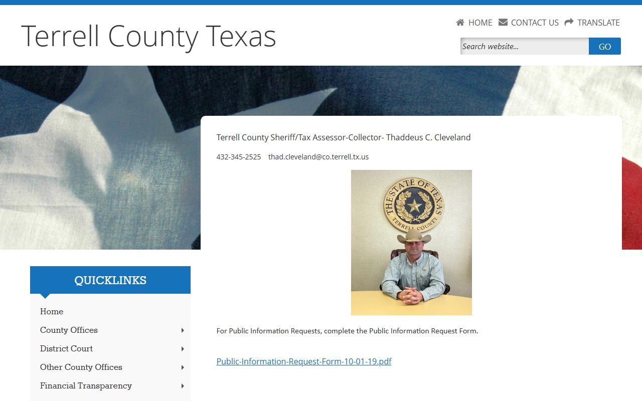 Terrell County inmate population sheriff contact page
